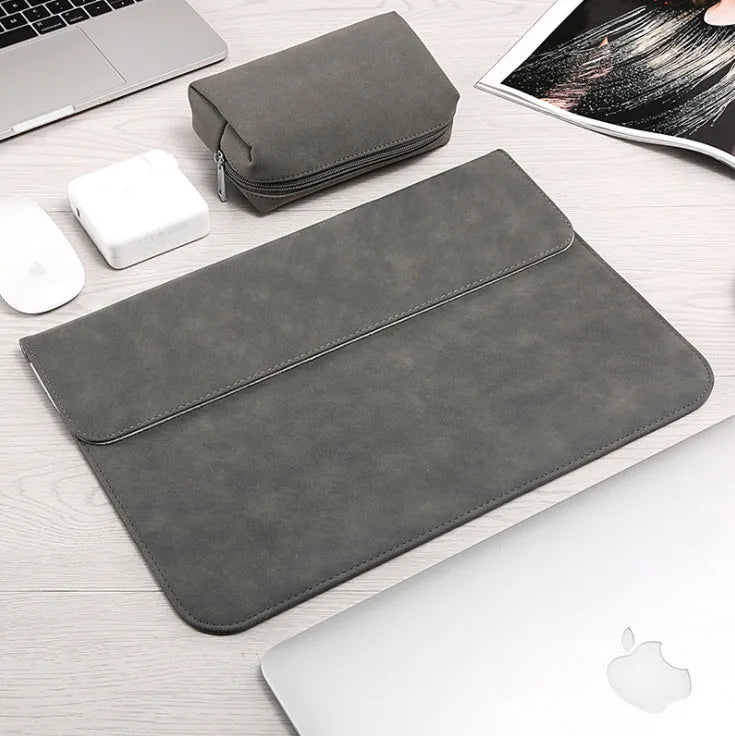 Frosted abrasive computer bag sleeve in grey for 13 inch MacBook Pro with textured surface