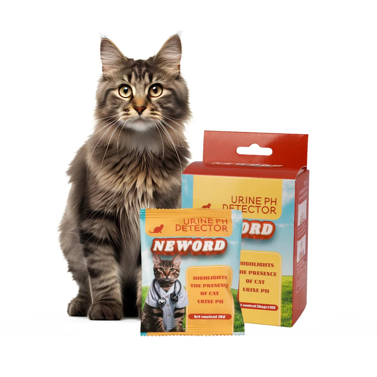 Five cat litter self-checking particles in brown and green for urinary health monitoring