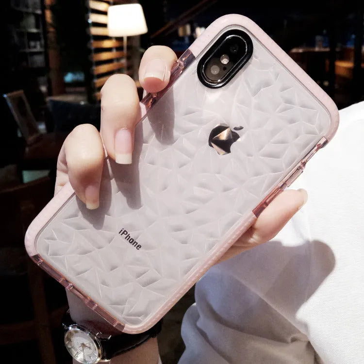 Simple striped TPU iPhone phone case shown in pink, white, and black border colour options