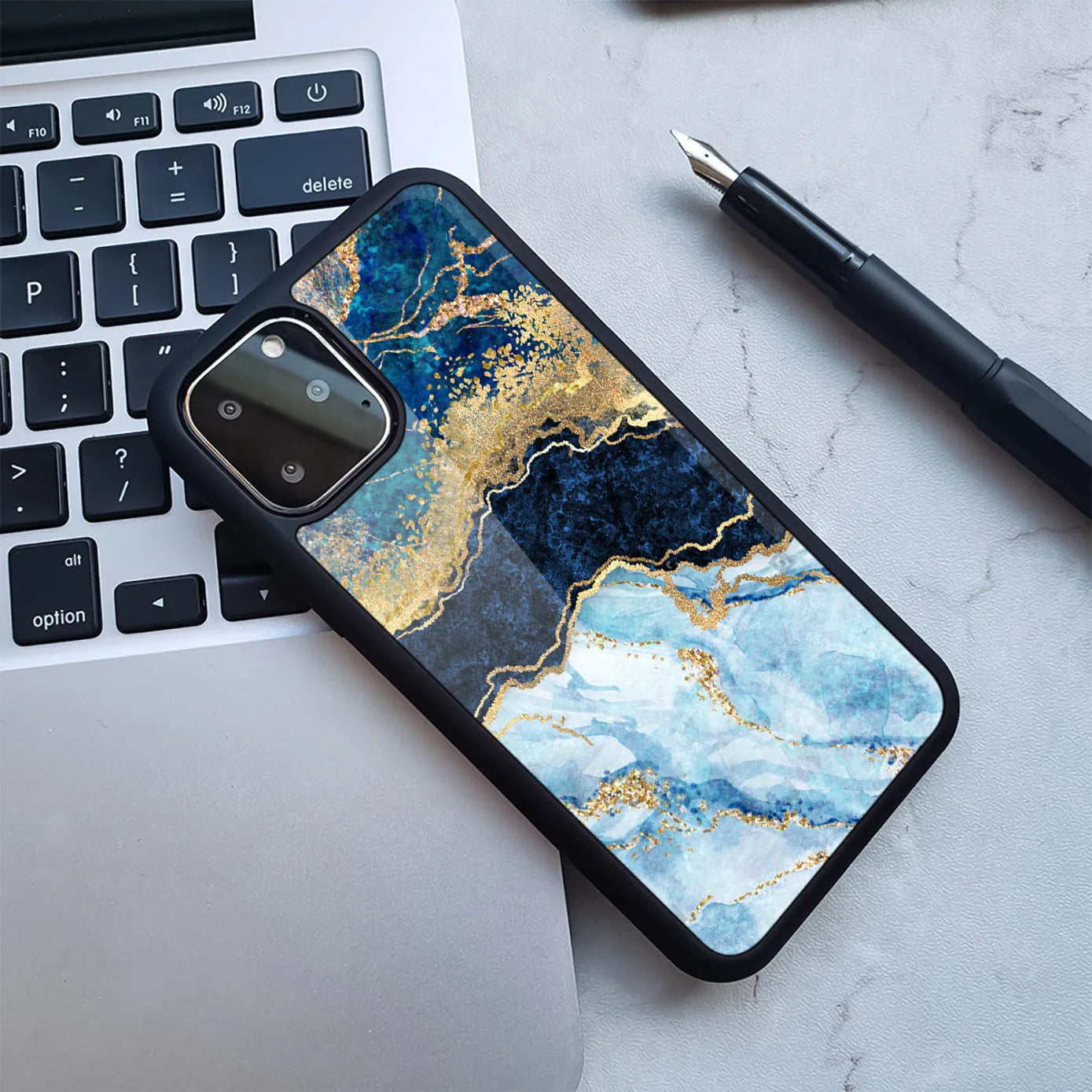 Marble design plastic back cover case for iPhone on a table
