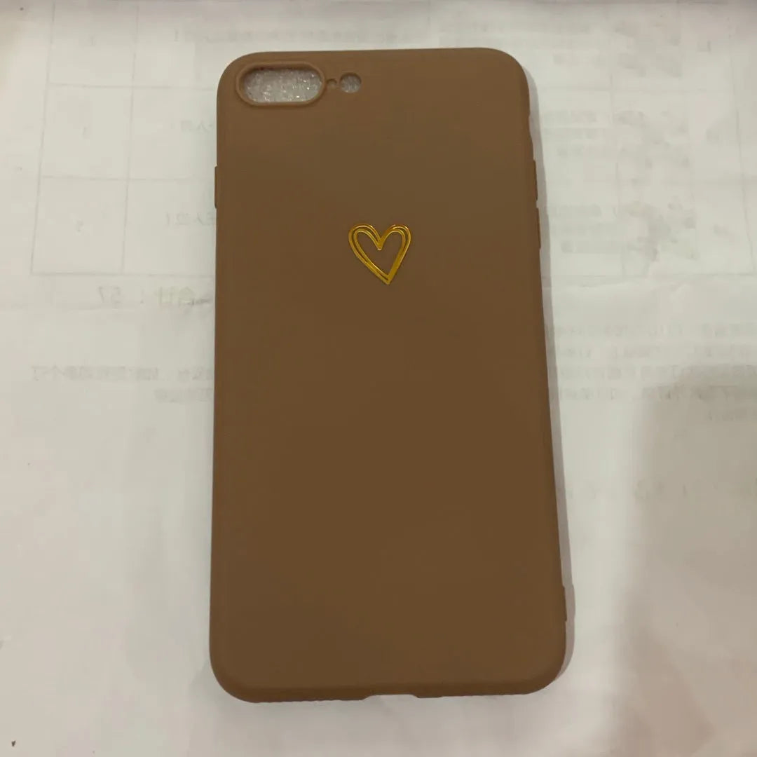 Simple hand-painted love design matte TPU iPhone case in cold wind colour with lanyard holes