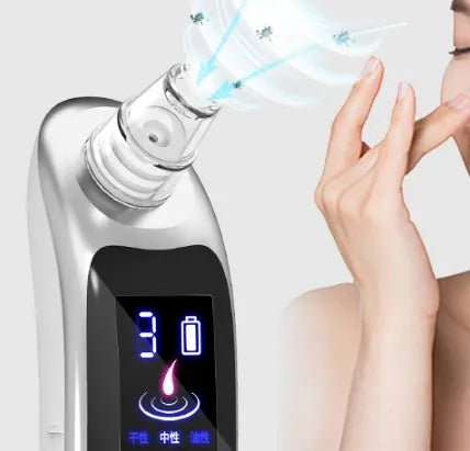Electric pore cleaner for blackhead removal in black with three suction modes for skin types