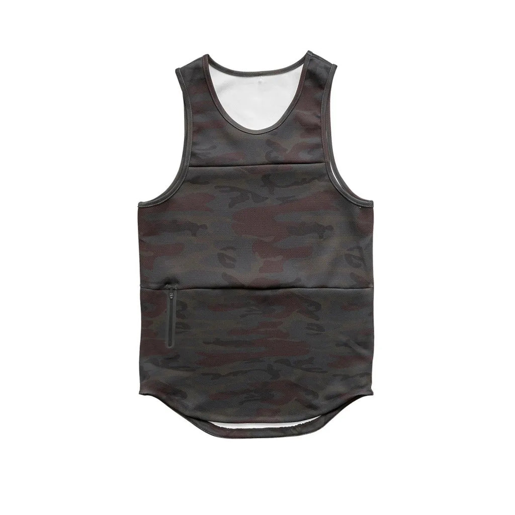 Men's sports vest in quick-dry cotton blended fabric, summer fitness running top, black light board colour
