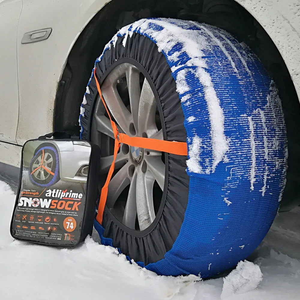 Winter textile anti-skid chain KD Auto Snow Sock in black jacquard polyester for car tyre traction on snow