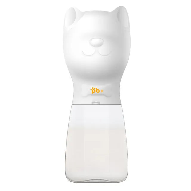 Portable pet dog drinker water bottle in black with automatic leak proof outdoor feeder for dogs and cats