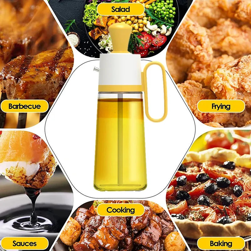 Glass oil dispenser with silicone brush for cooking and BBQ, 550ml capacity with stainless steel nozzle