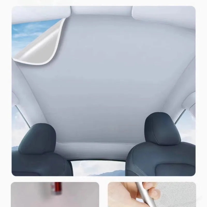 Silicone electrostatic adsorption car sunshade with plaid pattern in black or original car colour