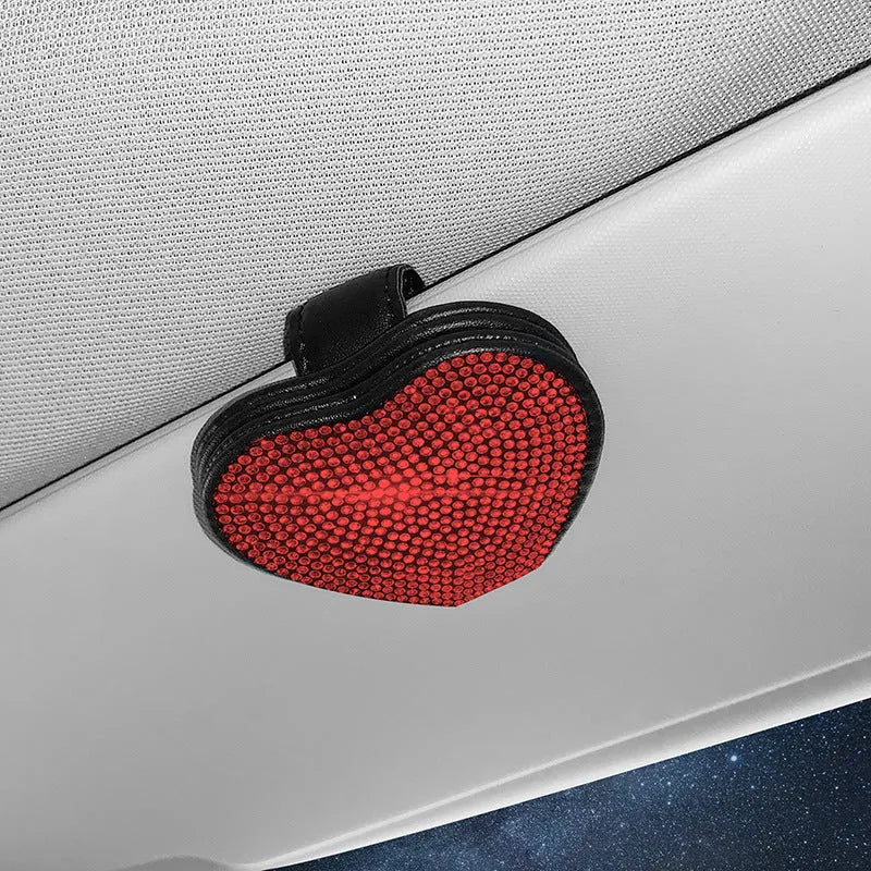 Magnetic PU leather car sun visor storage clip in a choice of seven diamond colours