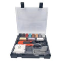 Floor repair kit with wax sticks and manual tools for DIY tile restoration