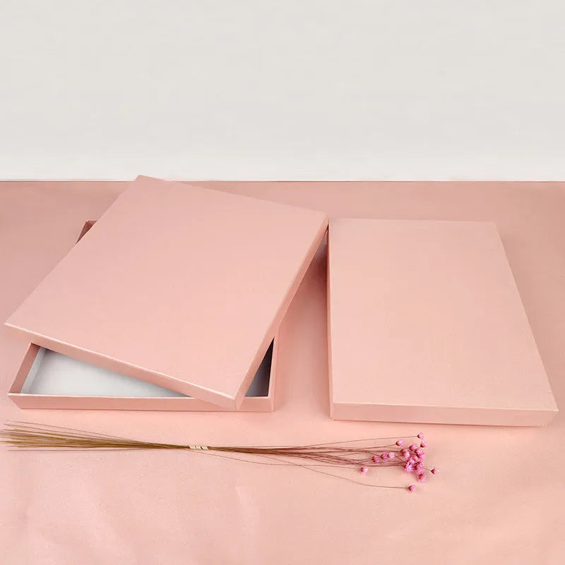 Grey board paper gift box with lid in multiple sizes and colour options including black and white card