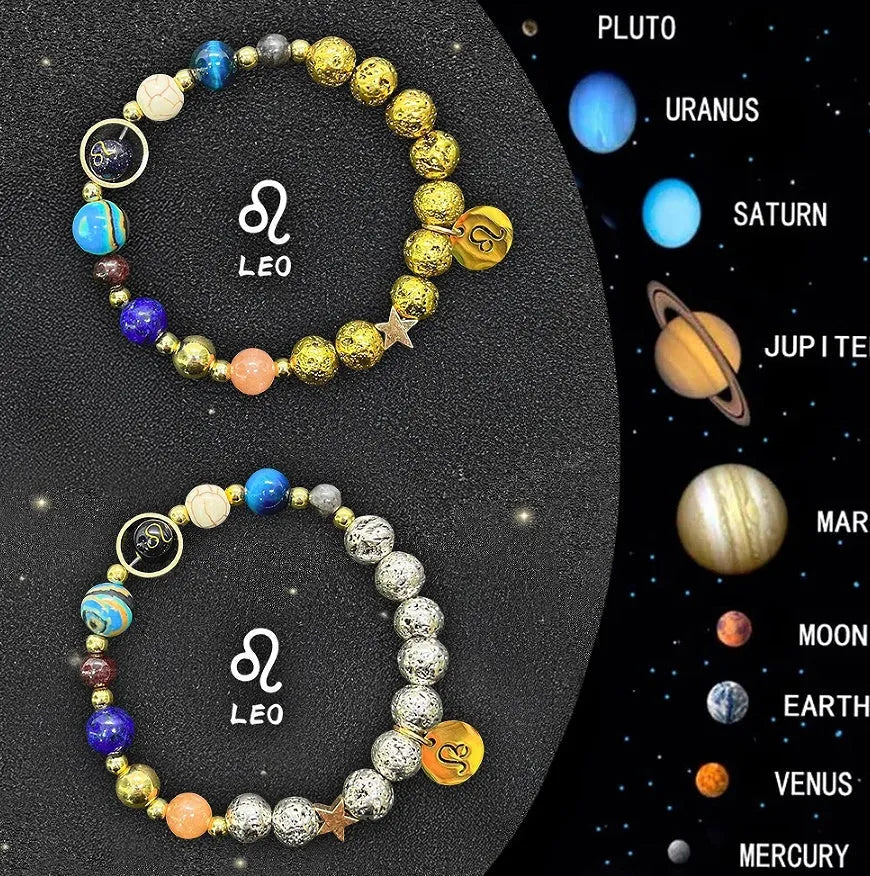 Two natural stone beaded bracelets showing different colours for the Chinese zodiac sign set.