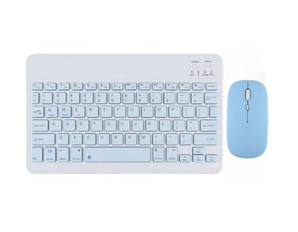 Bluetooth keyboard for tablet in ABS plastic, showing colour options including white, green, and pink.