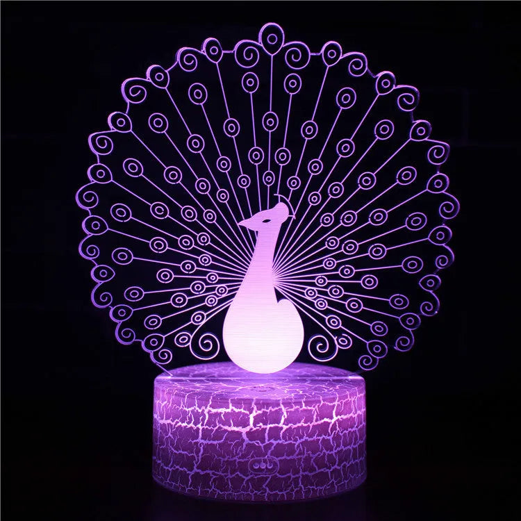 Acrylic 3D USB table lamp with colourful crack base design and touch controls