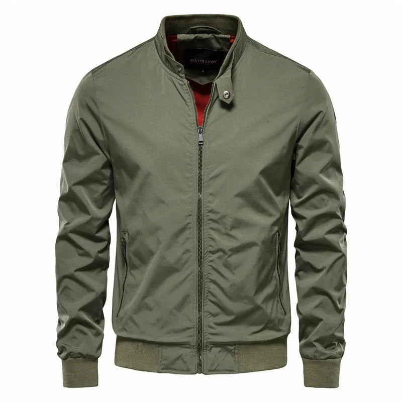 Men's casual thin jacket in polyester available in dark blue, black or army green colours