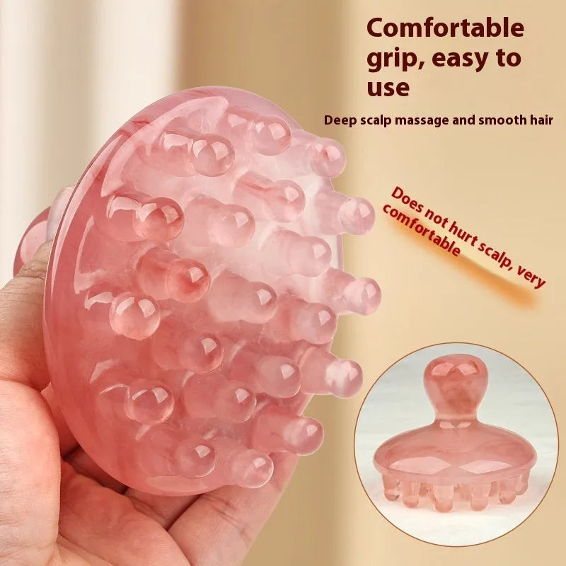 A disc-shaped meridian massage comb with 21 teeth, shown in coffee brown and yellow colour options.