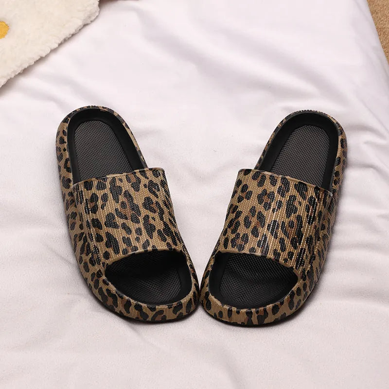 Women's leopard print EVA slippers with thick sole in multiple animal print colours