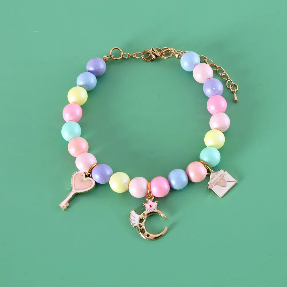 Macaron-colour resin pet collar and headdress set with matching bracelet and necklace accessories