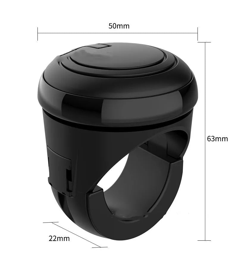 3R steering wheel booster in black with ABS metal bearing silicone construction, 19.5x12.5x4cm, on a car steering wheel