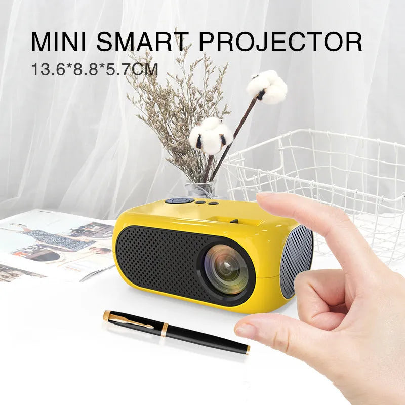 M24 micro mini LED portable projector in gold finish with front lens and vents