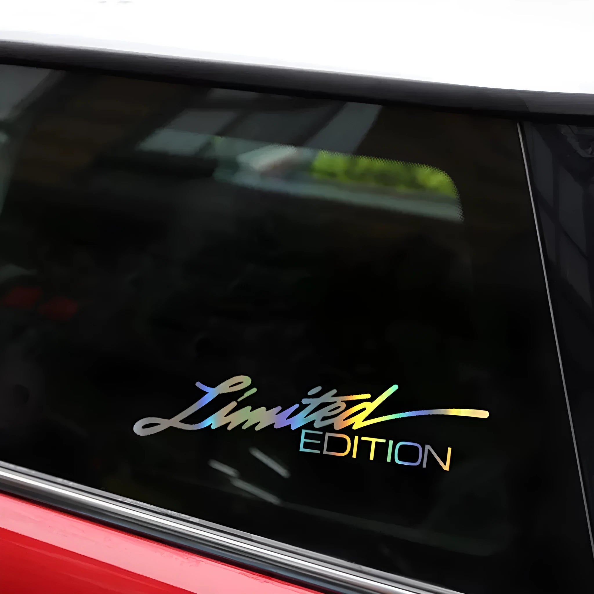 Black laser reflective car sticker with text design for vehicle decoration