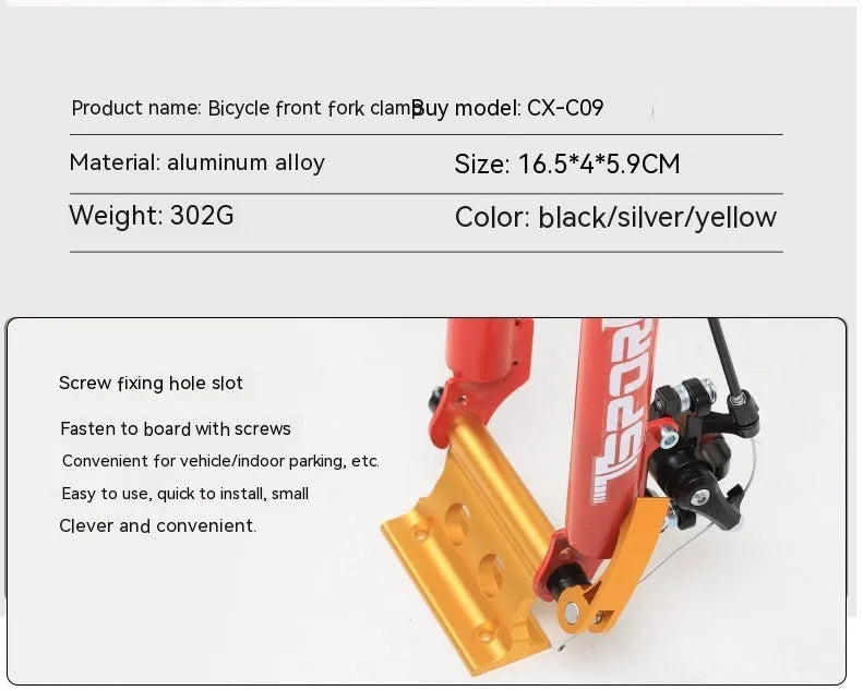 Silver metal bicycle front fork quick release fixing clip for SUV transport