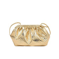 Simple PU shell shape shoulder crossbody bag with sewing line detail in rose red colour, front view