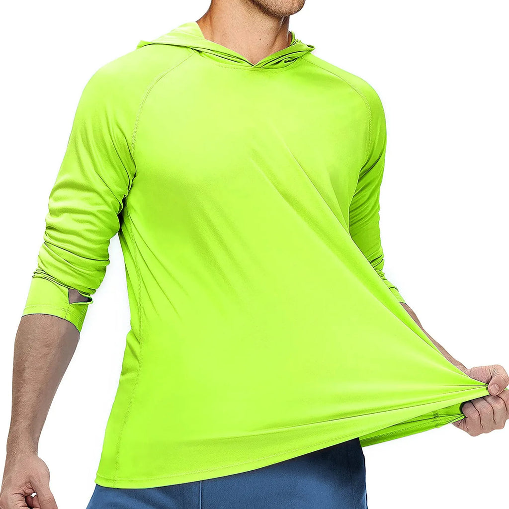UPF50 hooded slim fit sun protection suit in solid colour for outdoor fishing and hiking