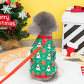 Festive green and red Christmas tree polyester hoodie for dogs, five sizes available