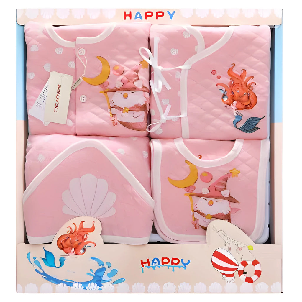 Baby gift box newborn set in blue colour showing clothing and accessories coordinated for a newborn up to 80cm