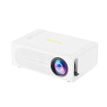 Black or white mini portable projector with wired mobile phone connection and international power plugs