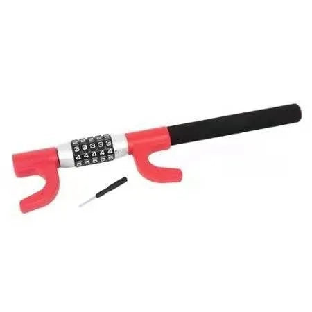 Password-protected alloy steel steering wheel U-lock for vehicle anti-theft security in black, blue, or red