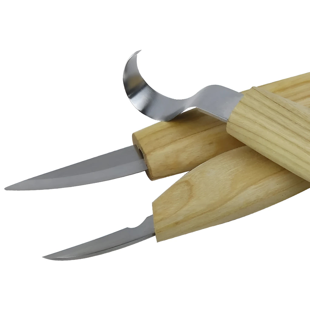 Stainless steel wood carving knife with 162mm total length and 47mm shank diameter for art wood carving
