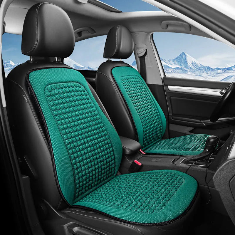 Cool Silk tie-free single car seat cushion with massage function in carbon black