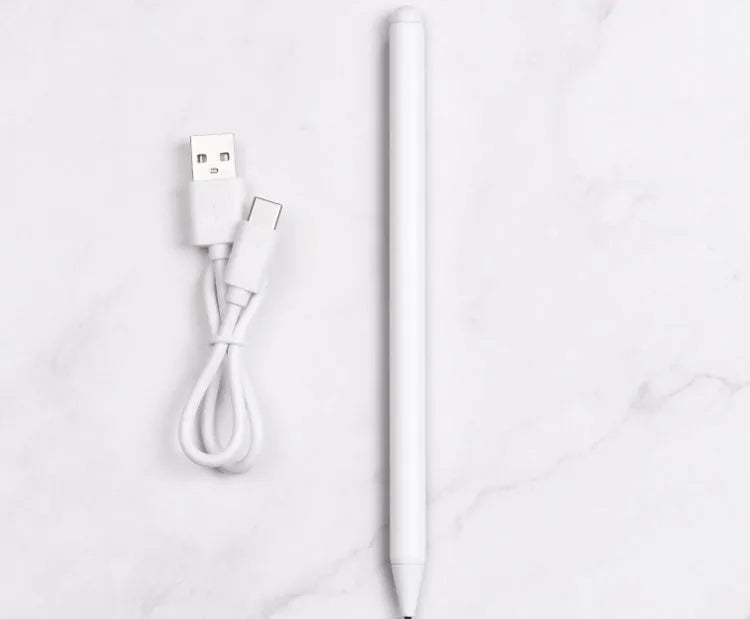 White capacitive stylus pen for iPad with fine nib, aluminium alloy body