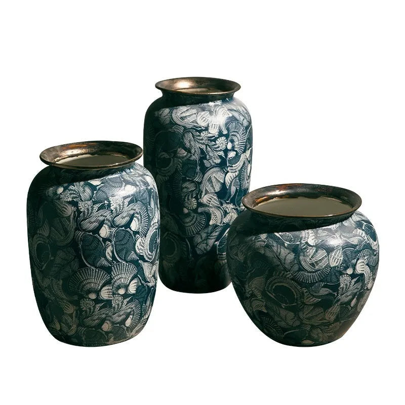 New Chinese retro artistic ceramic vase with decals on a table