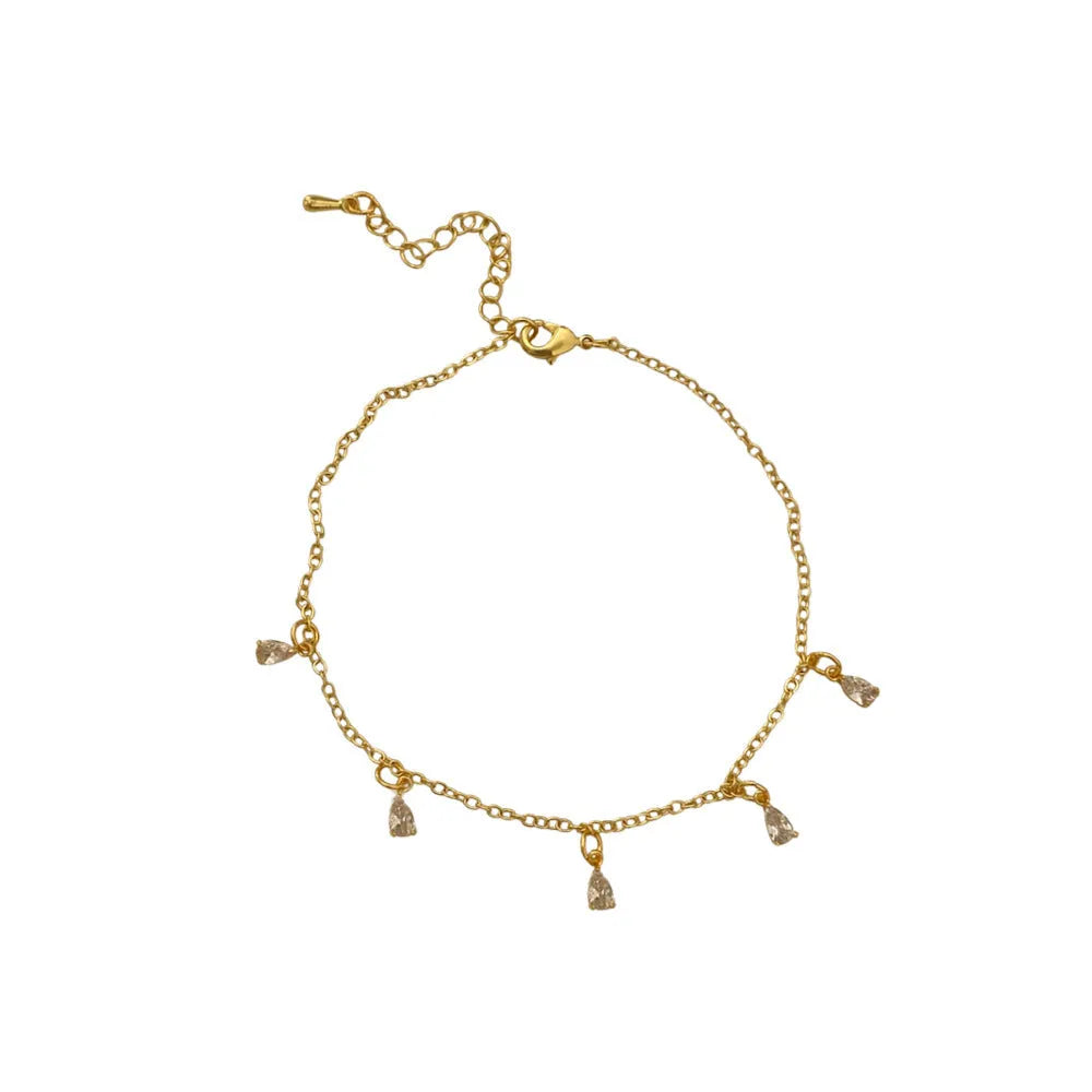 Silver-tone zircon jewellery set with geometric meteor shower pendant necklace, matching earrings and anklet