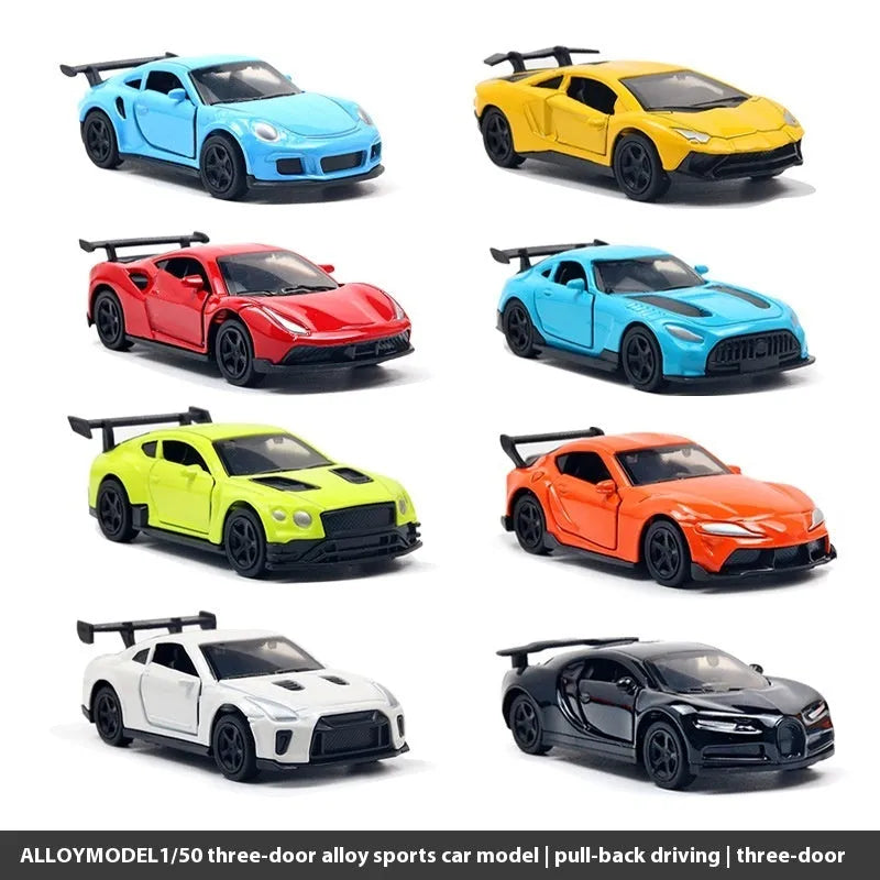 Mini alloy sports car model toy 1:50 scale random colour bagged pack for youth collectors