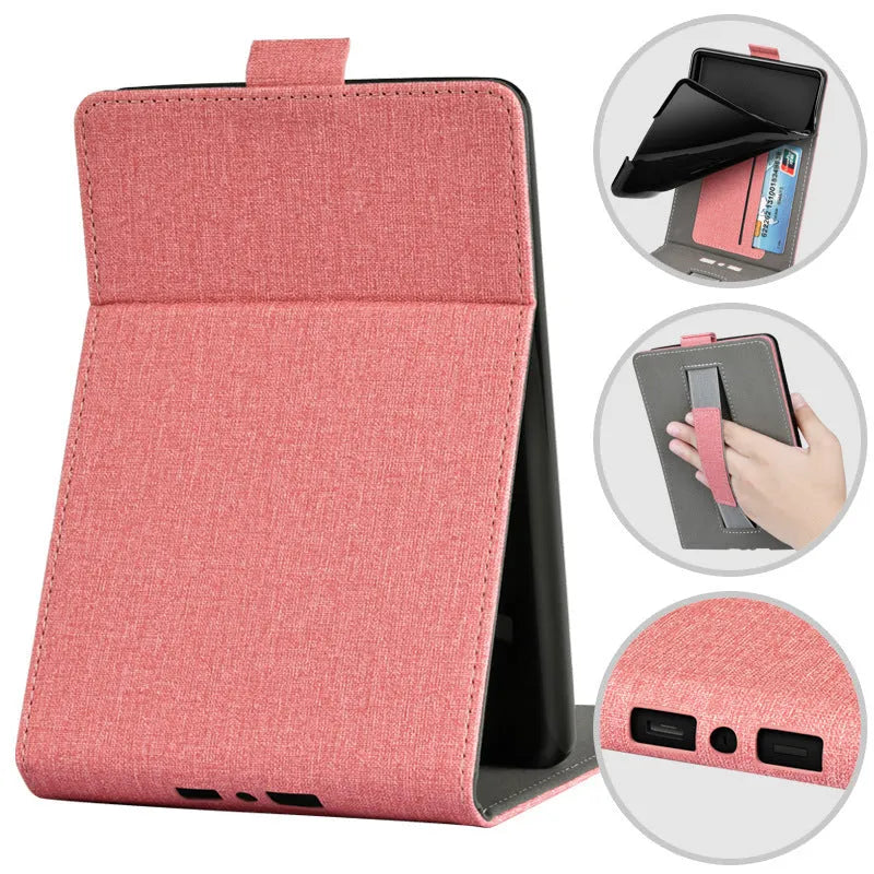 TPU protective case for Kindle with embossed bracket stand design in a selection of colours and patterns.