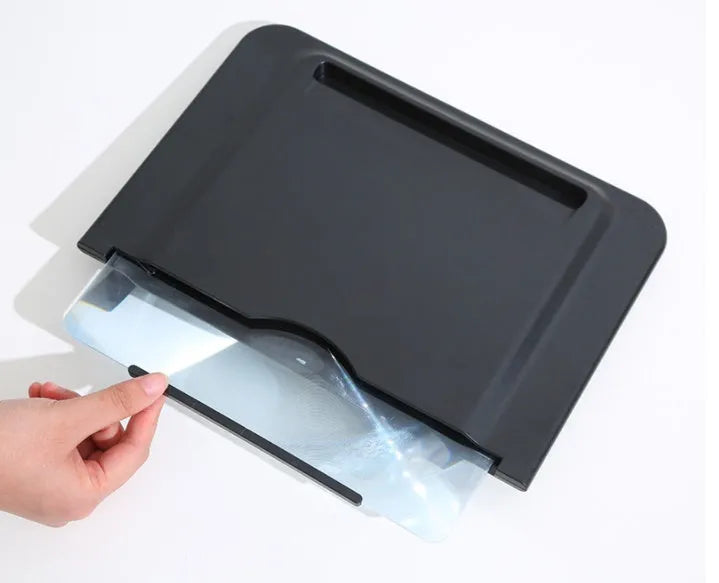 12-inch pull-out smartphone screen amplifier showing horizontal and vertical bracket positions
