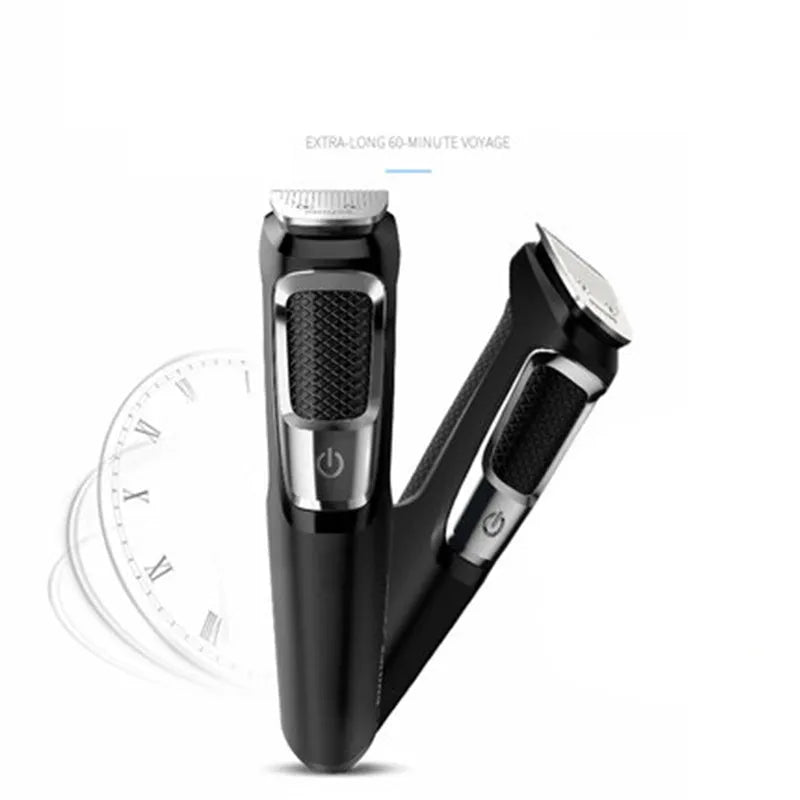 Multifunctional nose and beard hair clippers with lithium battery and flushable blades