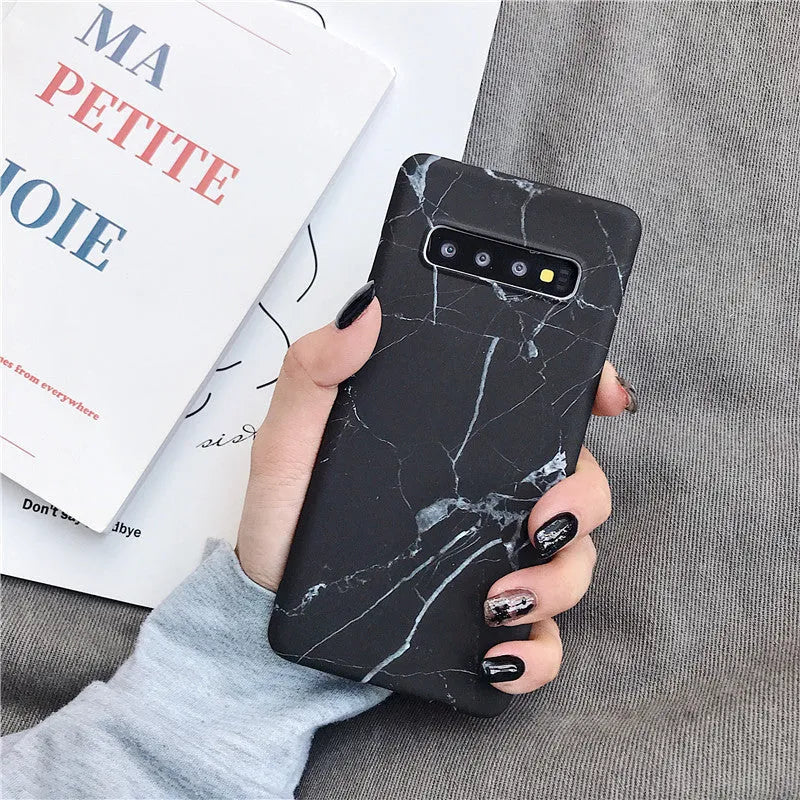 Marble pattern hard phone case for Samsung Galaxy smartphones showing abstract swirl design