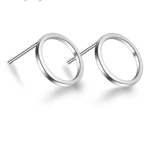 Minimalist geometric stud earrings 1cm diameter alloy black gold silver design for women