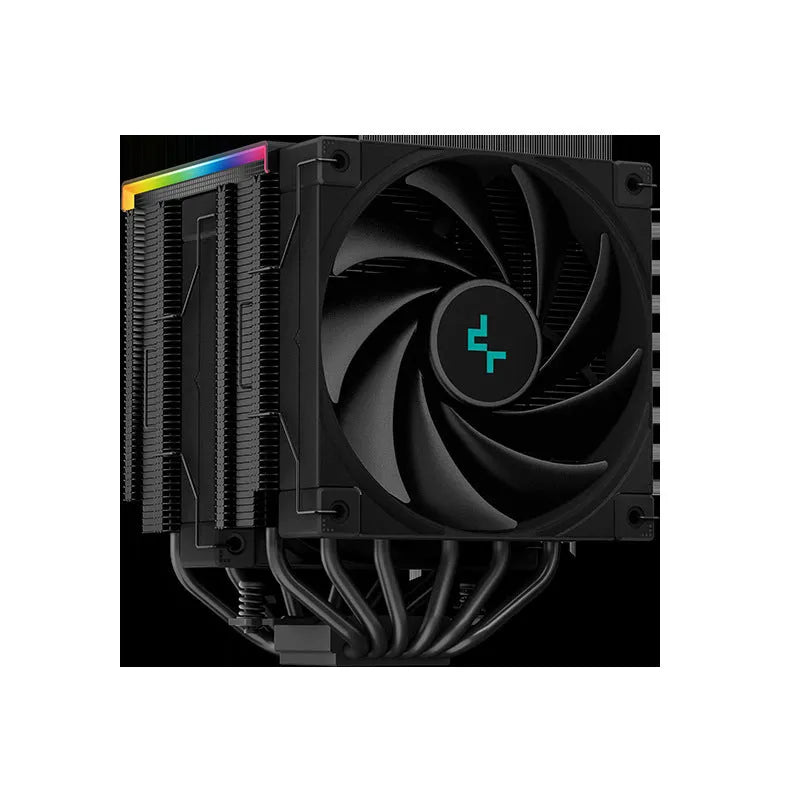 Twin tower air-cooled CPU heat sink with digital display, copper aluminium construction, 129x138x162mm, black colour
