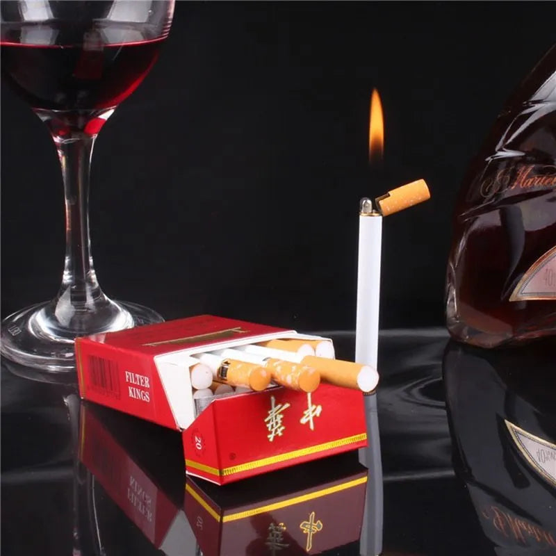 Creative mini cigarette-shaped metal lighter in 1:1 size with real cigarette, refillable kerosene design