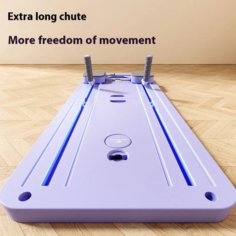 Multi-functional fitness board in standard purple with automatic rebound abdominal wheel for full body home exercise