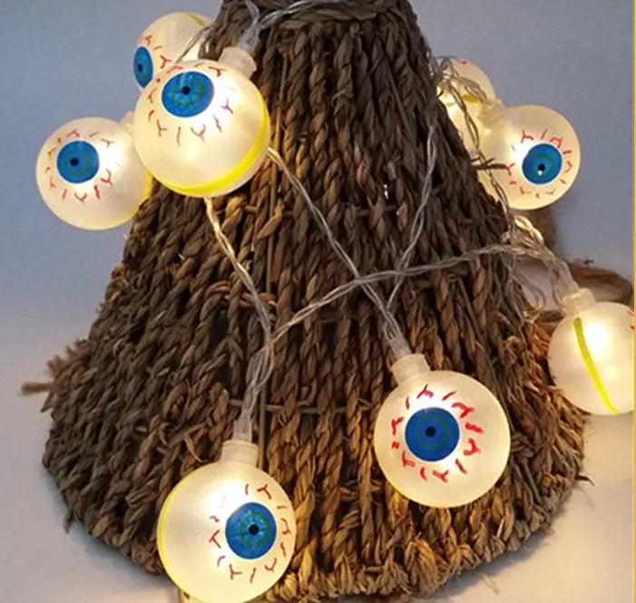 Halloween LED string lights with pumpkin ghost bat spider pendants on 1.2 metre battery-powered string