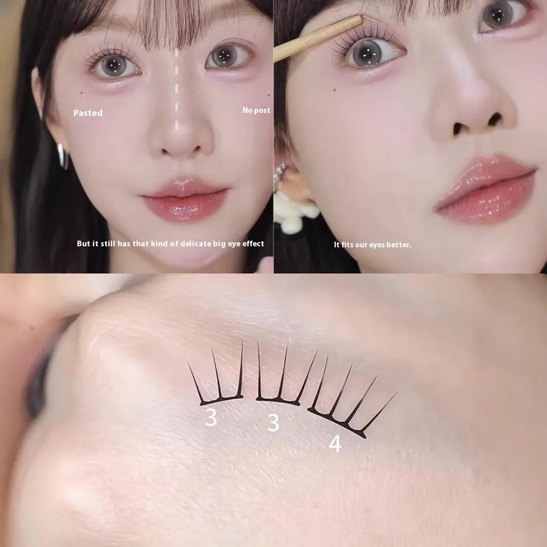 Reusable artificial fibre false eyelash clusters in natural style with optional tweezers and glue