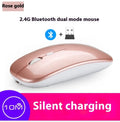 Bluetooth dual-mode wireless mouse in grey, compact rechargeable silent optical laptop mouse with USB cable