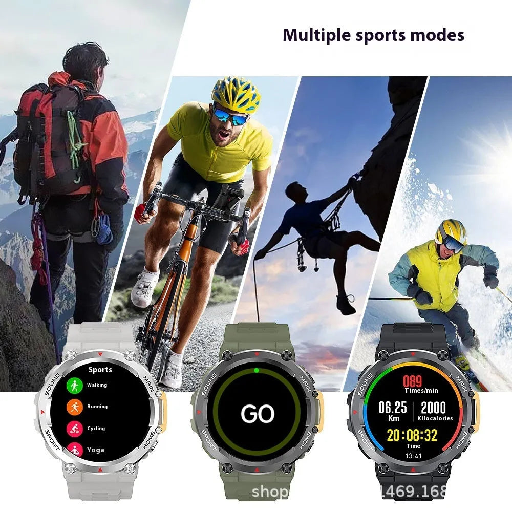 Smart watch with Bluetooth calling and NFC health monitoring for outdoor sport, black colour