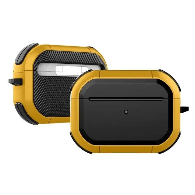 Black TPU and PC protective shell for Apple AirPods and AirPods Pro charging case and earbuds